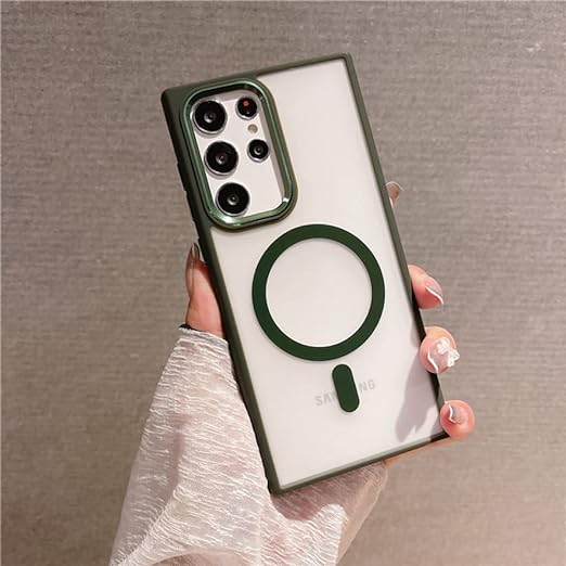 Magsafe Clear back with green border for S24