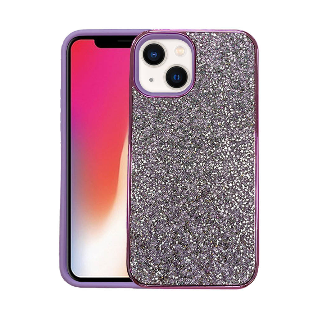 Designer hard glitter case for iPhone 14/13 purple.