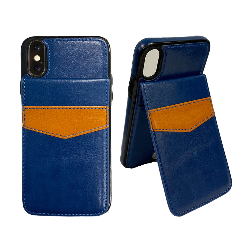 Iphone XR vertical back flip wallet in Navy Blue