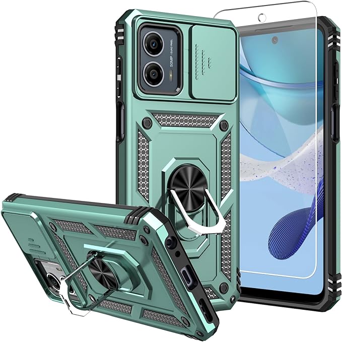 Anti-drop ring case with camera protector for Moto G 5G (2024) Green.