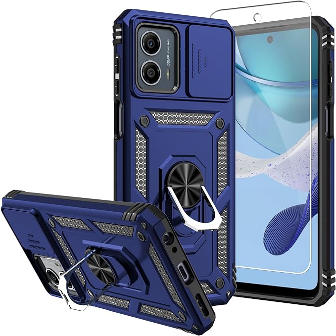 Anti-drop ring case with camera protector for Moto G 5G (2024) Navy.