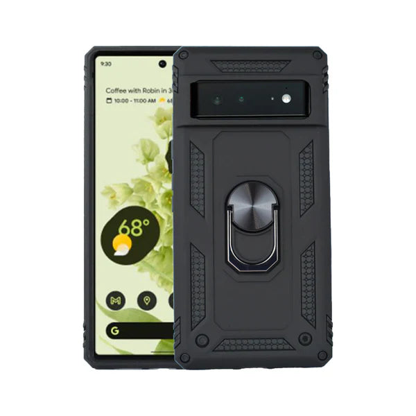 Anti-drop ring case for Pixel 6A Black.