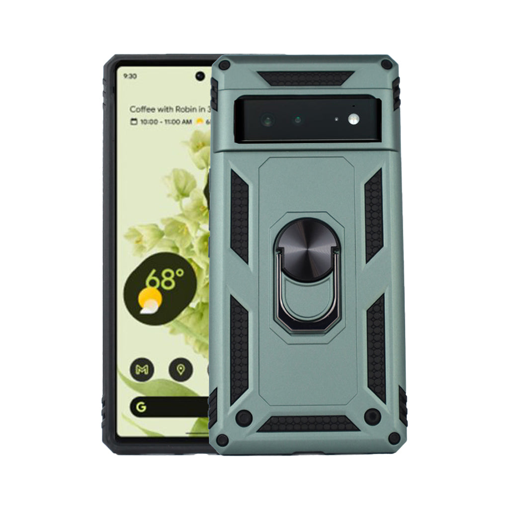 Anti-drop ring case for Pixel 6 Green.