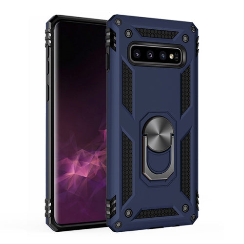 Anti-drop metal ring case for Samsung S10 Plus Navy.