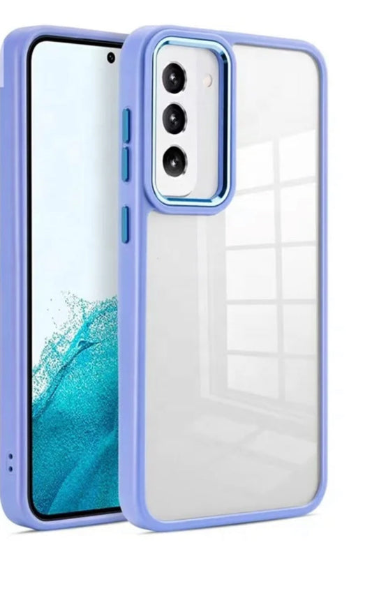 Clear back case for Samsung S24 Plus with light blue border.