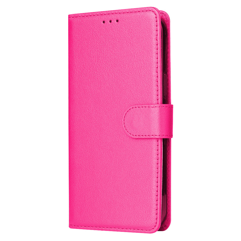 Leather wallet case for Pixel 6A Hot Pink.