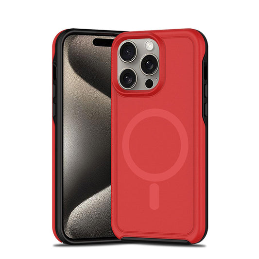 Magsafe Armour Case for iPhone 15 Pro Max Red.