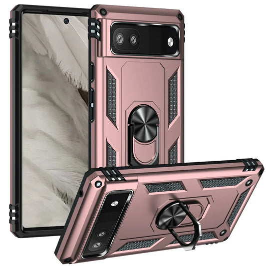 Anti-drop ring case for Pixel 7A Rose Gold..