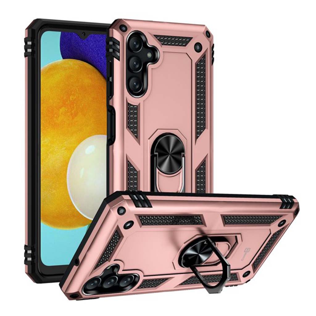 Anti-drop metal ring case for Samsung A13  rose gold.