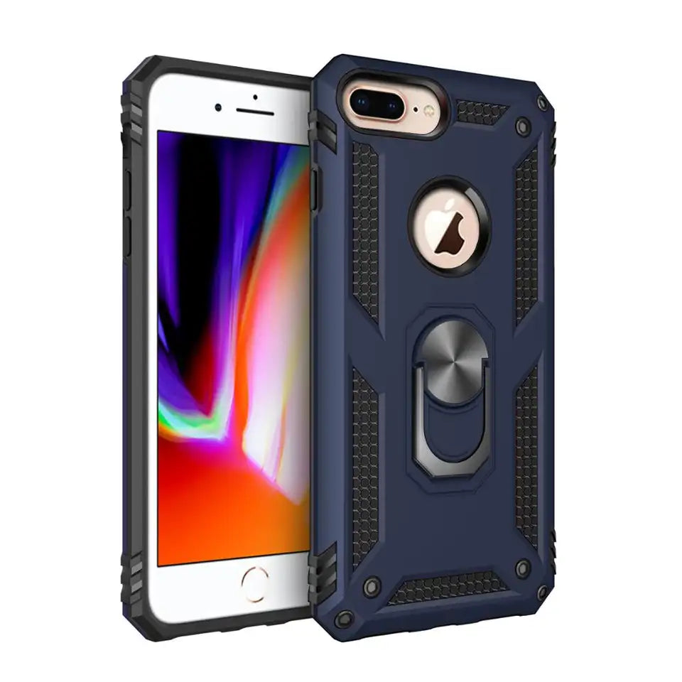 Anti drop metal ring case for iPhone 7 Plus/8 Plus navy blue