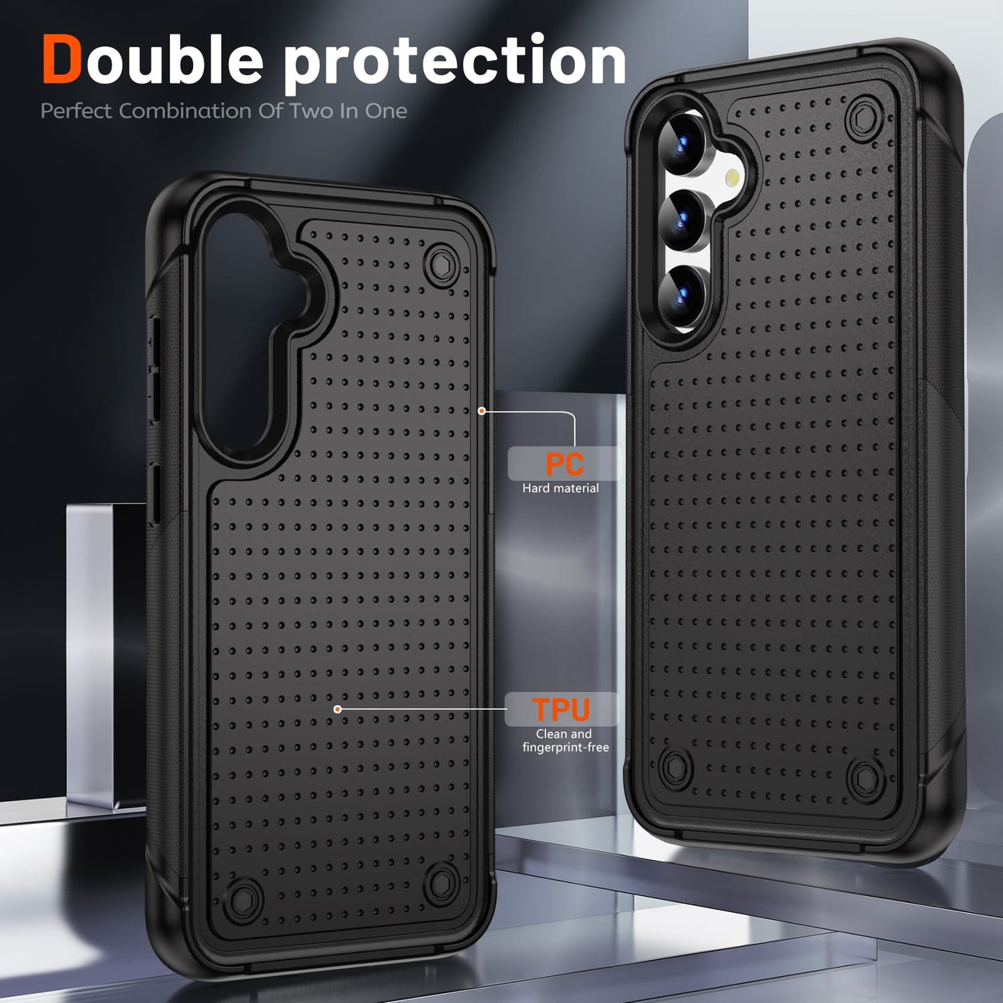 Dotted OCS Hard Case for Samsung S23 FE Black.