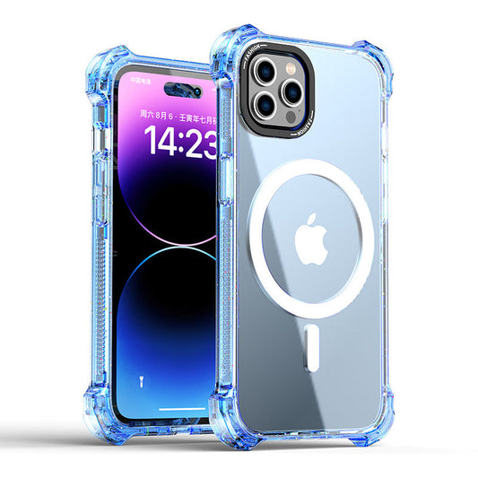 Fashion Magsafe case with bumper for iPhone 15 Pro Blue.