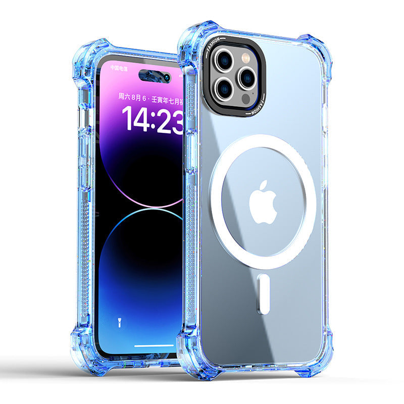 Fashion Magsafe case with bumper for iPhone 15 Blue.