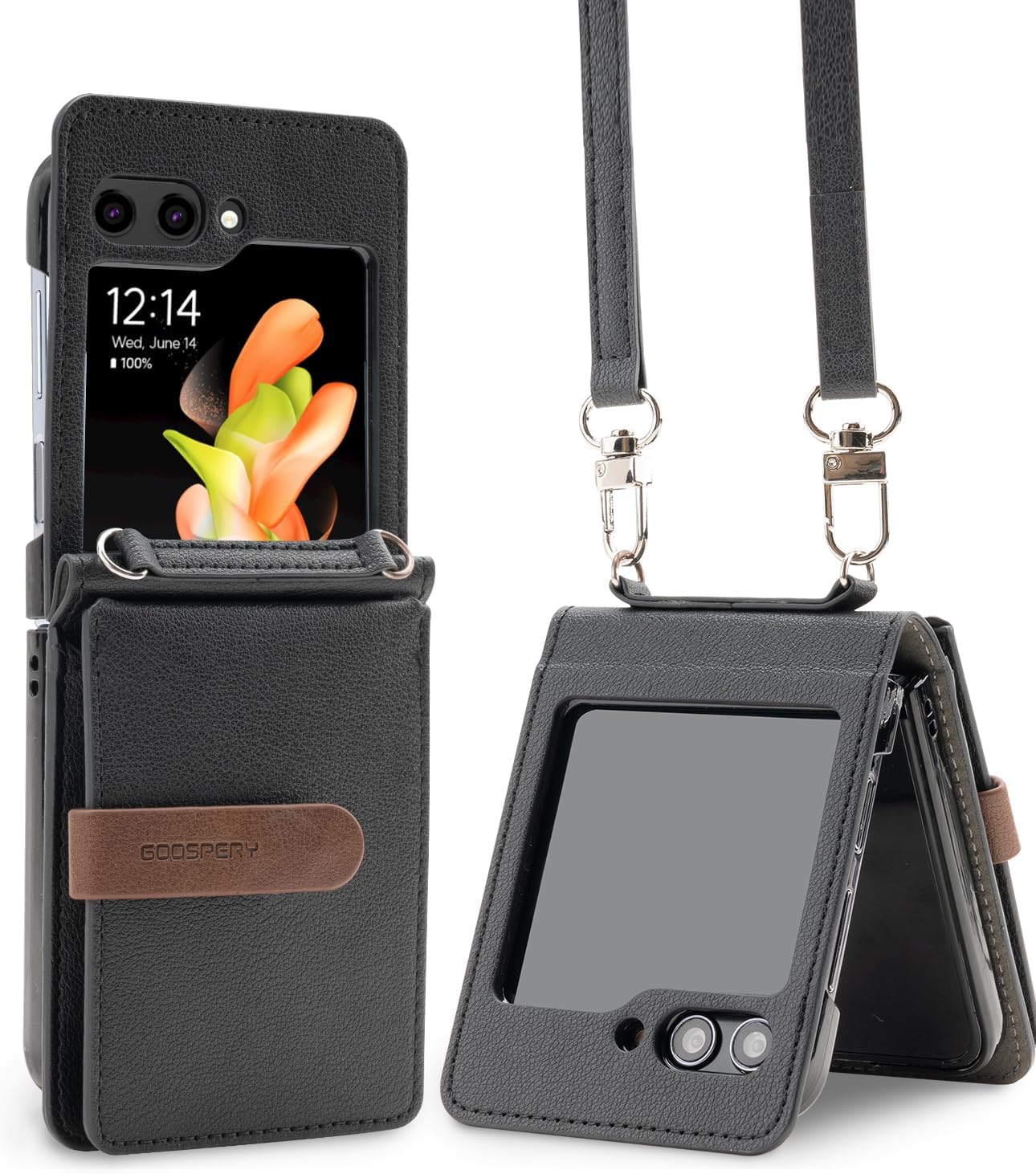 Goospery Detachable Wallet Strap Diary Case Black for Flip 5