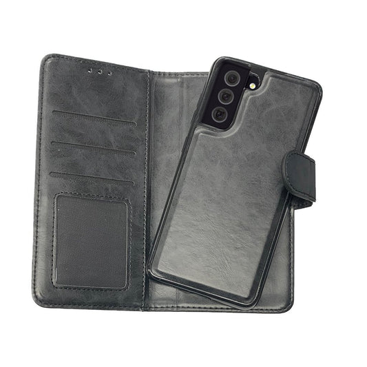 Magnetic two in one wallet for Samsung S21 Plus black.