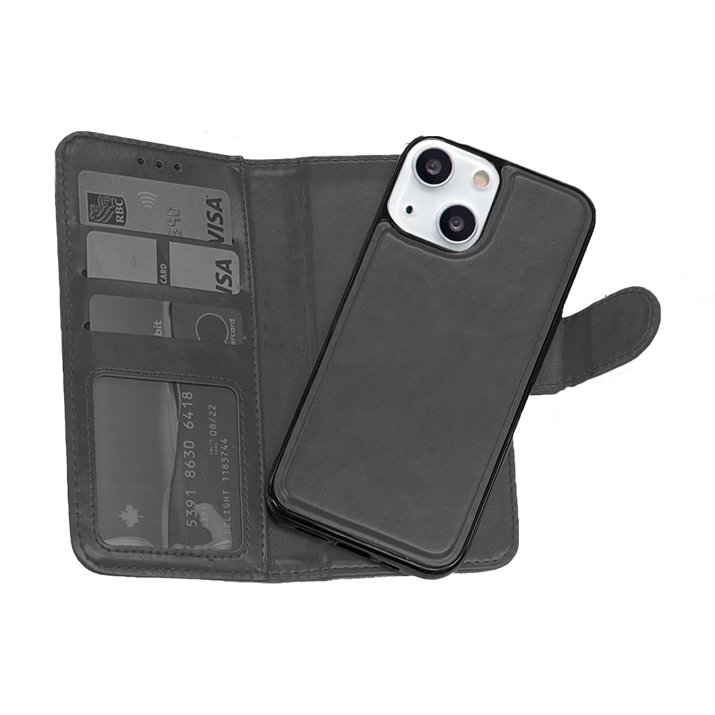 Magnetic two in one wallet for iPhone 15 Black.