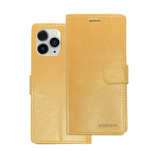 Bluemoon wallet case for iPhone 14 Pro Gold.