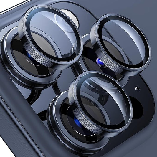 Camera ring protector for iPhone 15 Pro Max Blue Titanium.