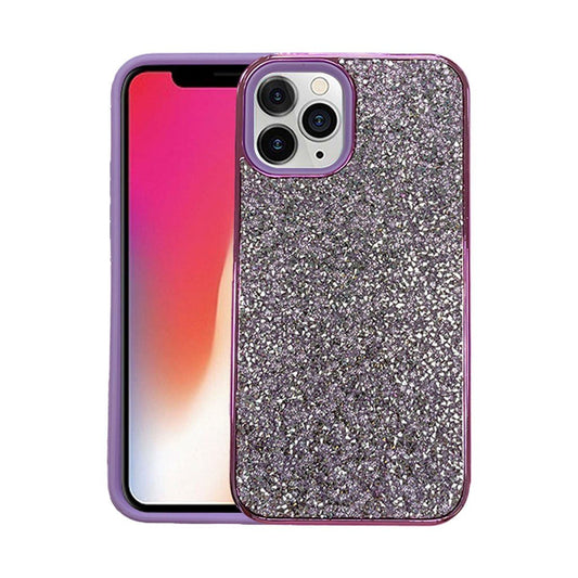 Designer hard glitter case for iPhone 14 Pro Max purple.