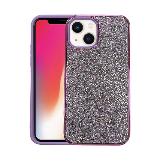 Designer hard glitter case for iPhone 14/13 purple.