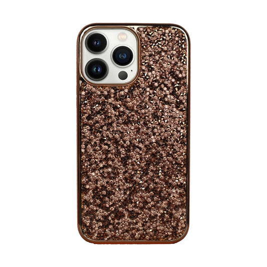 Designer hard glitter case for iPhone 13 Pro Max rose gold.