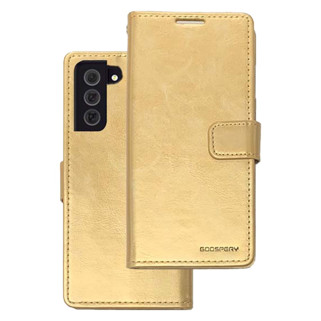 Bluemoon wallet case for Samsung S21FE gold.