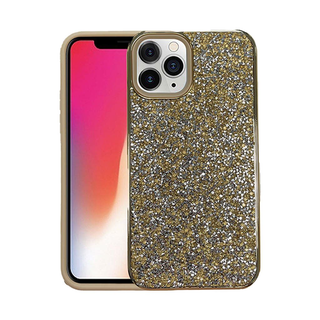 Iphone 13 pro gold glitter hard case