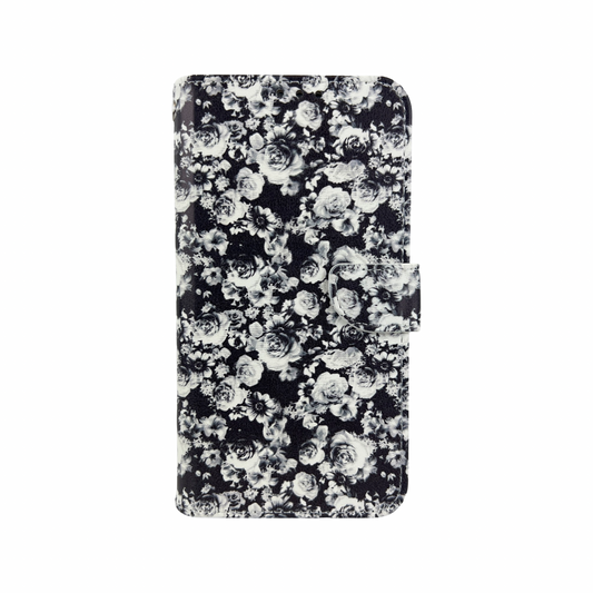 Flower wallet case for Iphone 14 Black.