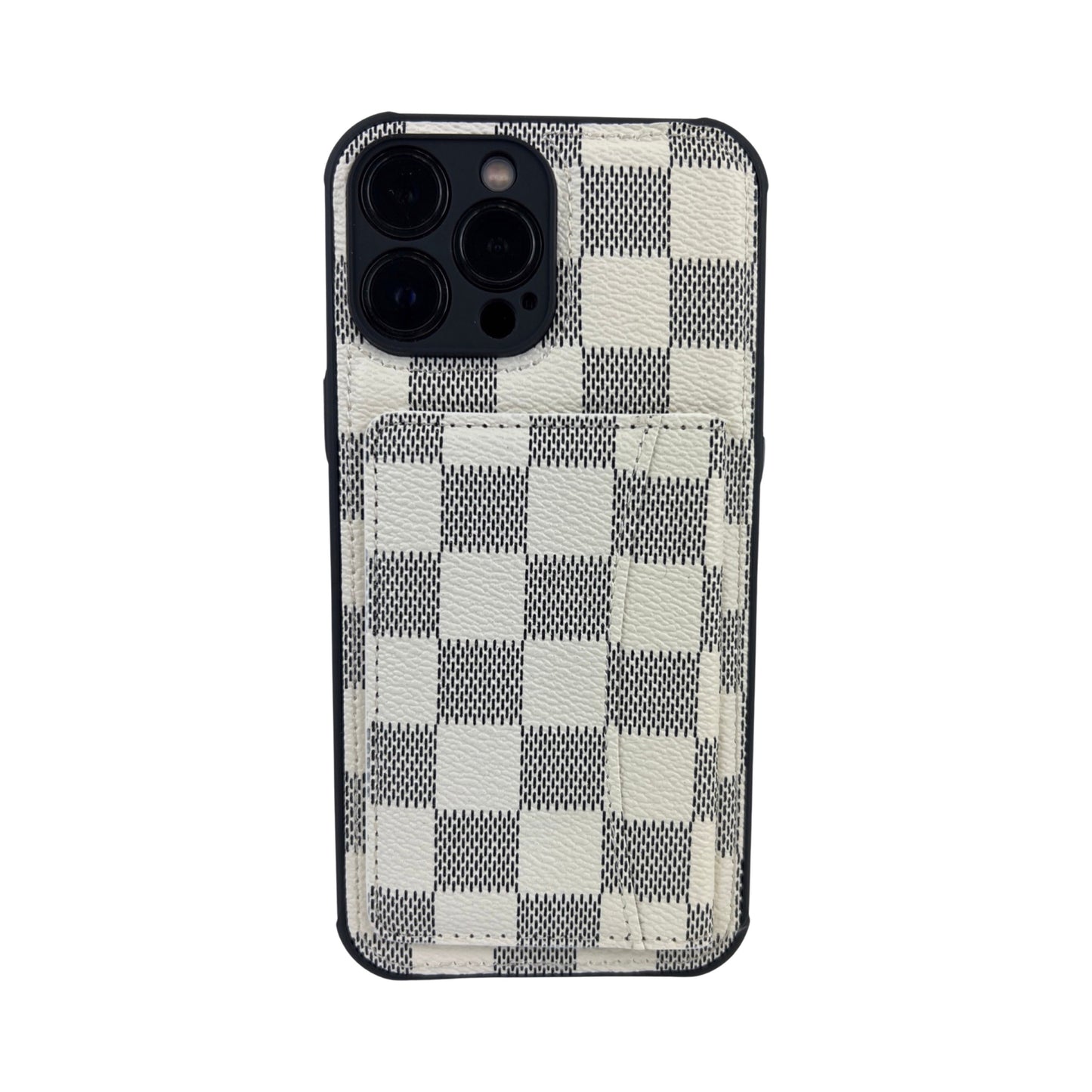Checks Card Slot Case for iphone 13 Pro White.