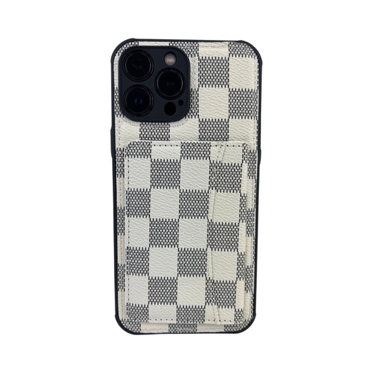 Checks Card Slot Case for iphone 12 Pro White.