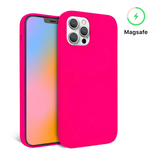 MagSafe Silicone case for iPhone 14 Pro Hot Pink.