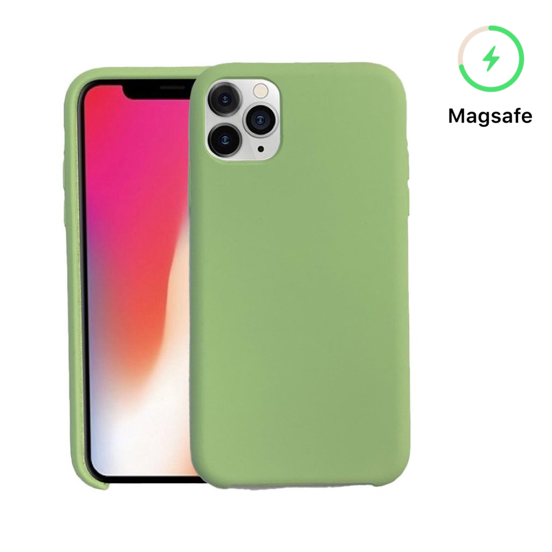 MagSafe Silicone case for iPhone 14 Pro Green.