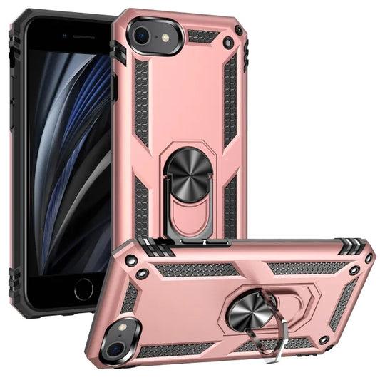 Anti drop metal ring case for iPhone 7/8/SE 2020 rose gold.