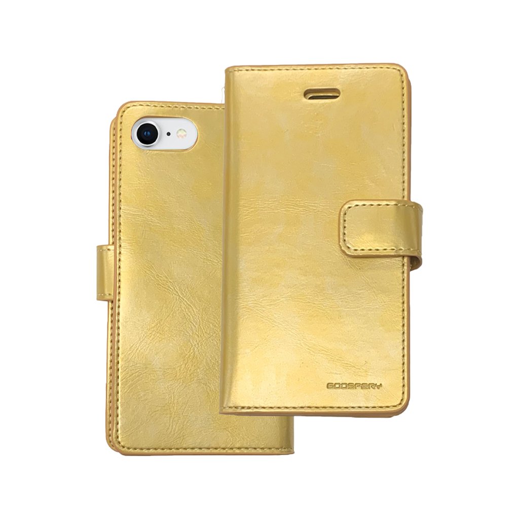 Unique mansoor diary style wallet for iPhone 7/8/SE 2020 gold.