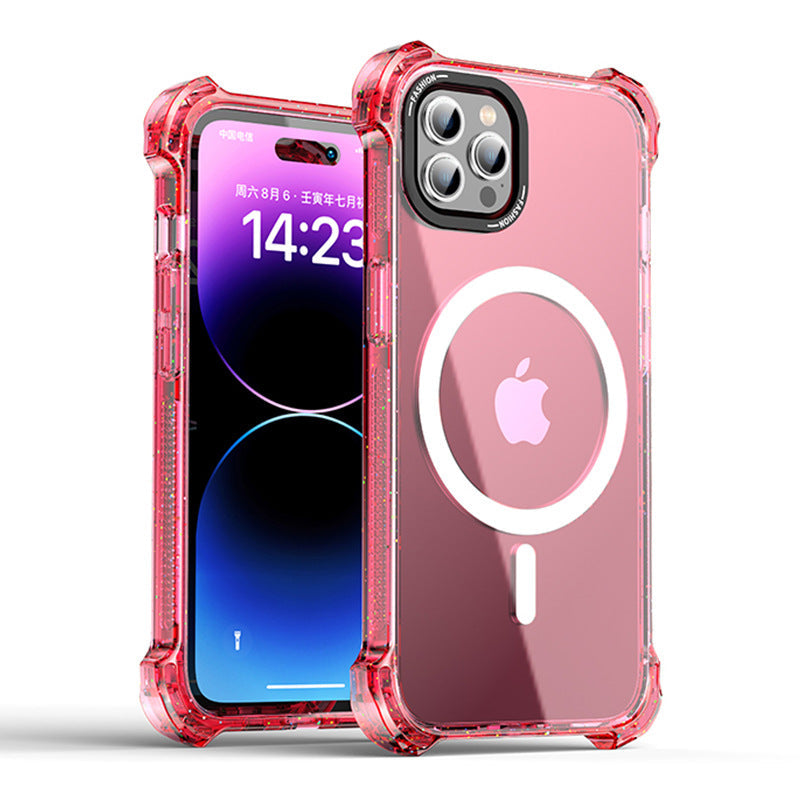 Fashion Magsafe case with bumper for iPhone 15 Pro Pink.