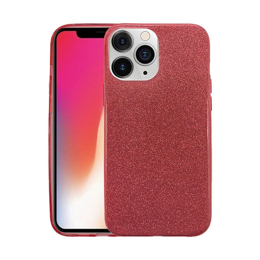 Three piece sparkly case for iPhone 14 Pro Max Red.