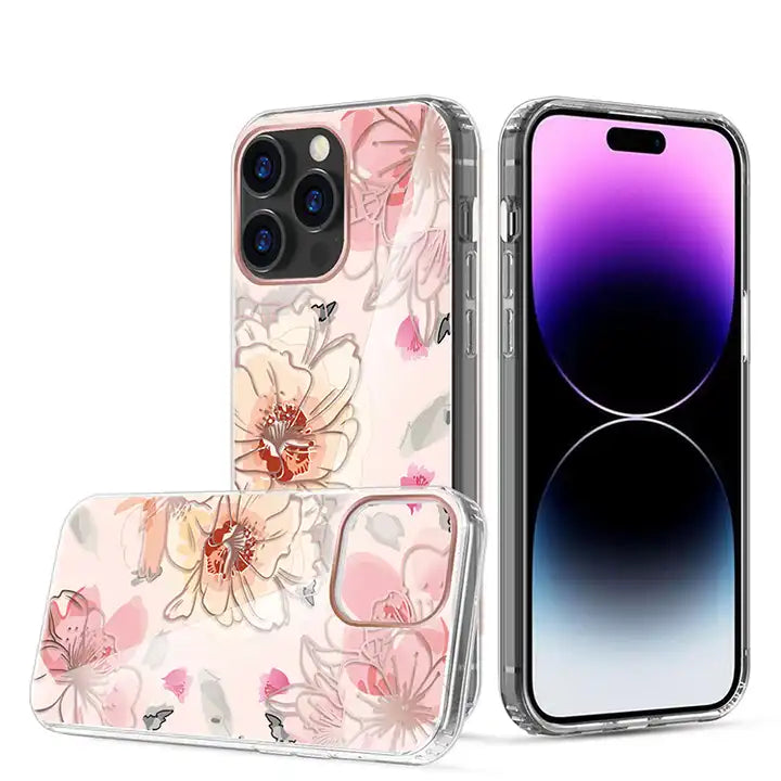 IMD Pink flower case for iPhone 14 Pro