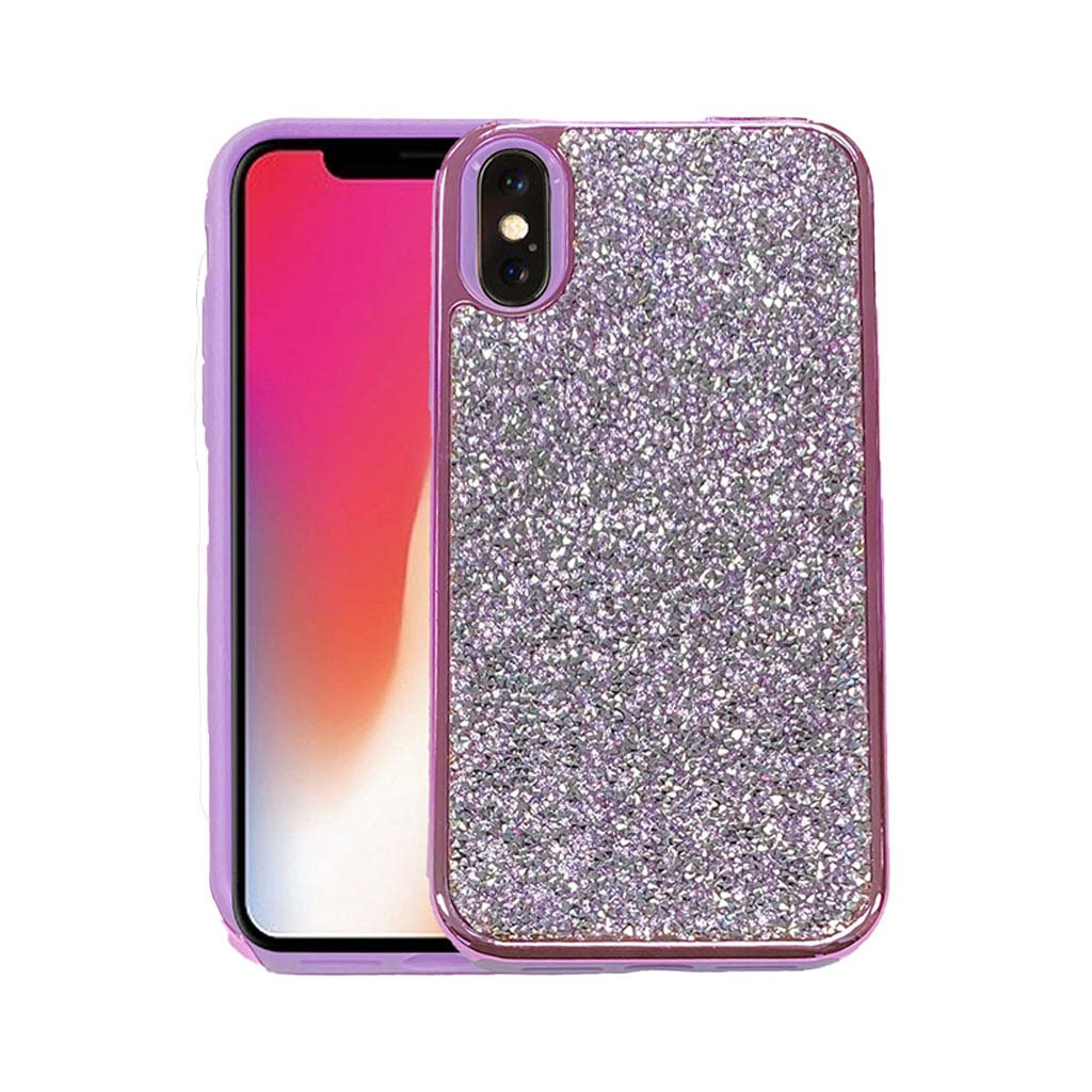 Iphone XR purple glitter hard case