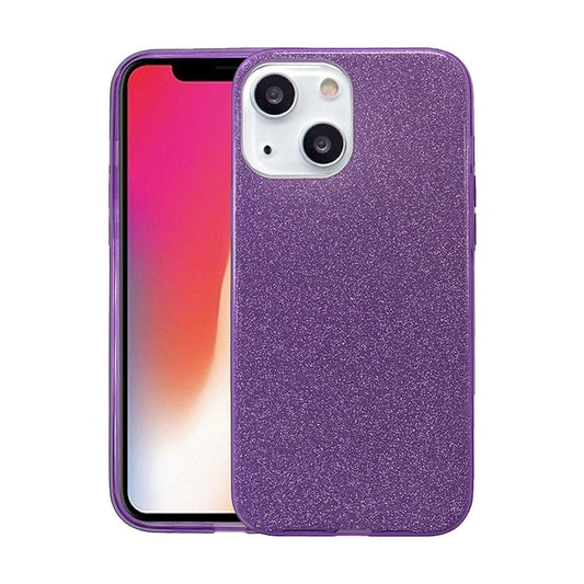 Three piece sparkly case for iPhone 13 Mini purple.