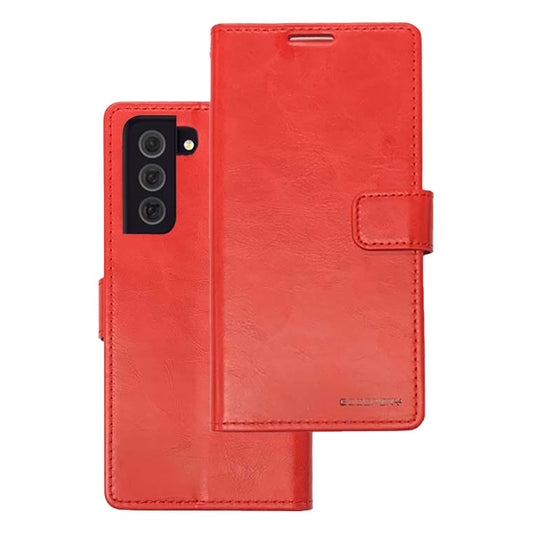 Bluemoon wallet case for Samsung S21FE red.