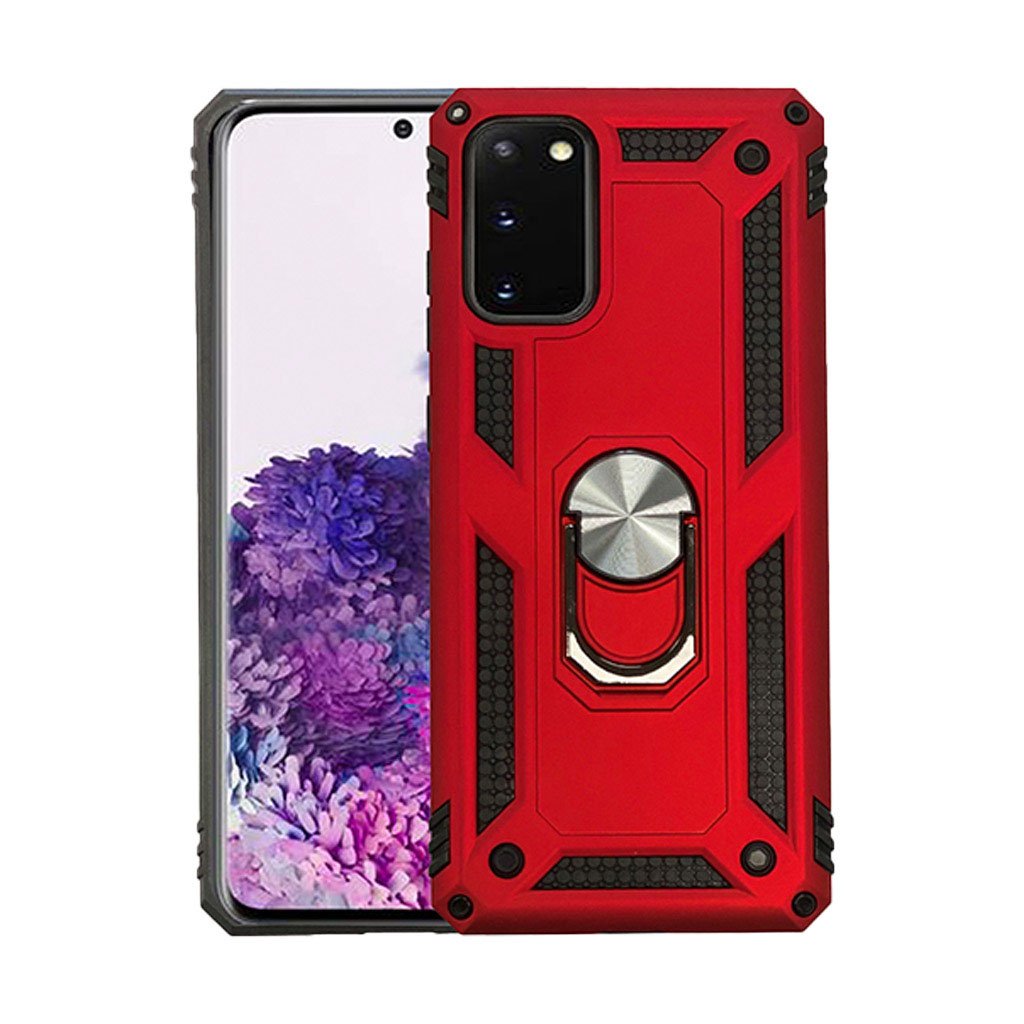 Anti-drop metal ring case for Samsung A51  red.