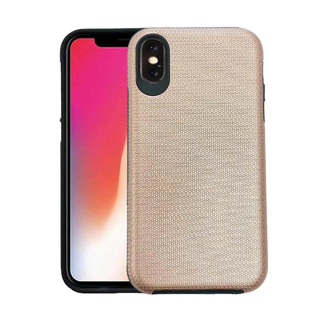 Triangle dotted hard shell case for iPhone X/XS Rose Gold.