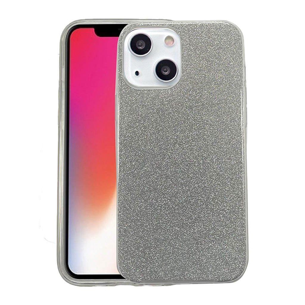 Three piece sparkly case for iPhone 13 Mini silver.