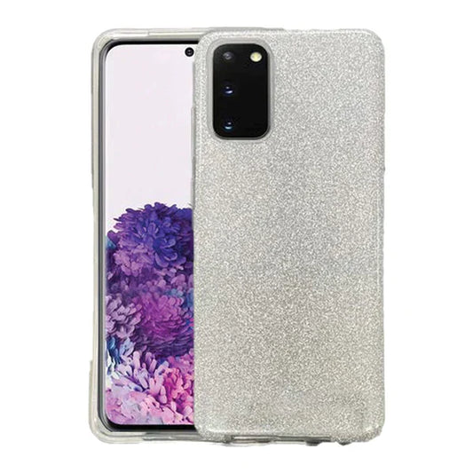 Three piece sparkly case for Samsung S23 Ultra Silver.