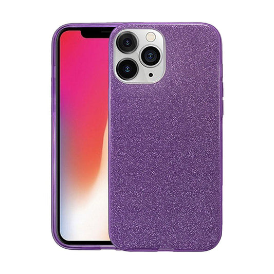 Three piece sparkly case for iPhone 14 Pro Max purple.