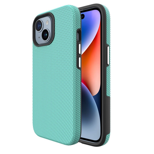 Triangle dotted case for iPhone 15 Teal.