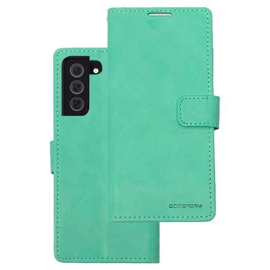 Bluemoon wallet case for Samsung S21FE teal.