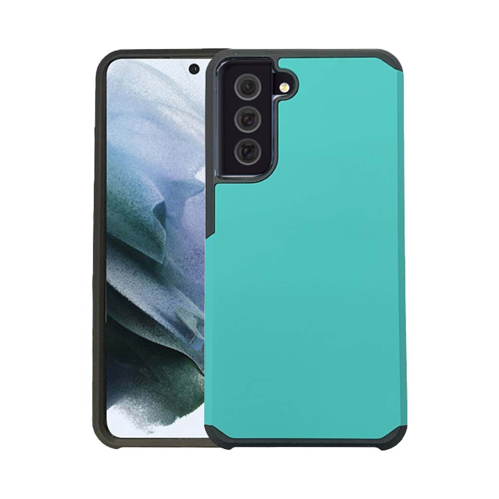 Classic slim armour case for Samsung S21 FE teal.