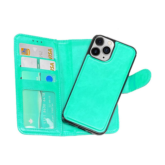 Magnetic two in one wallet for iPhone 14 Pro Teal.