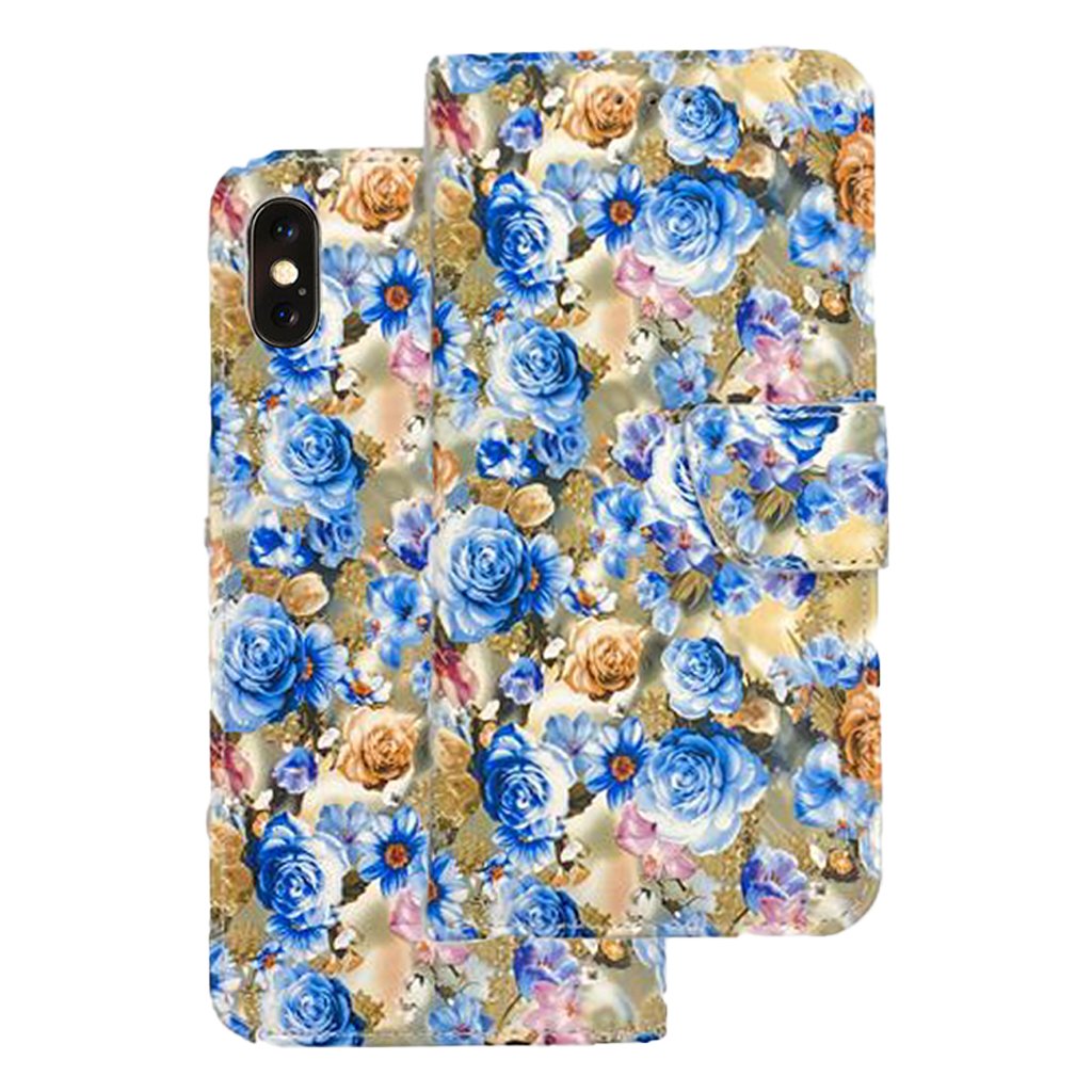 Flower wallet case for Iphone 14 Pro Max Blue.